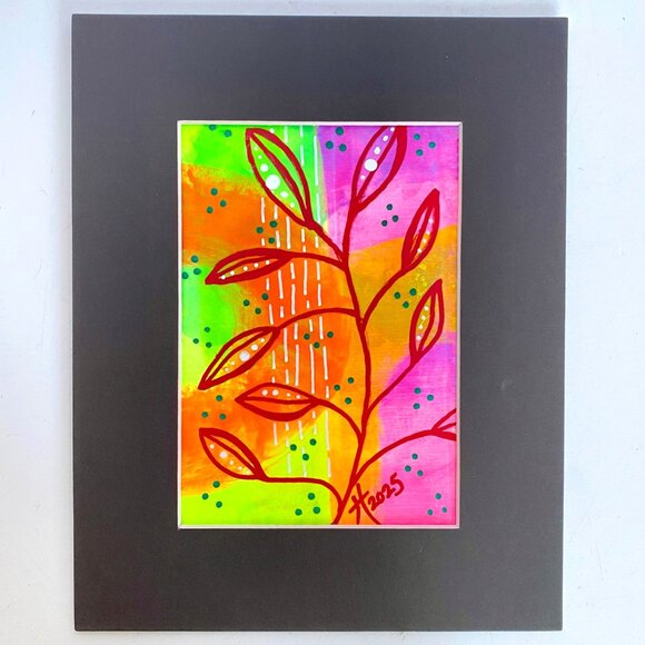 Rain Over Venus Original Acrylic Painting 8x10in Mat Frame Ready Squeegee Art - Picture 2 of 8